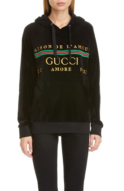 gucci oversize velour hoodie green|gucci laid back hoodie.